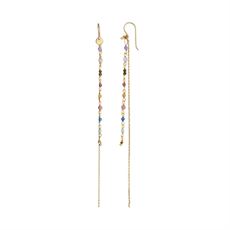 STINE A ØRERING, PETIT GEMSTONES WITH LONG CHAIN EARRING GOLD, BERRY MIX