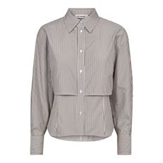 CO`COUTURE SKJORTE, LINEYCC DOUBLE LAYER SHIRT, WALNUT