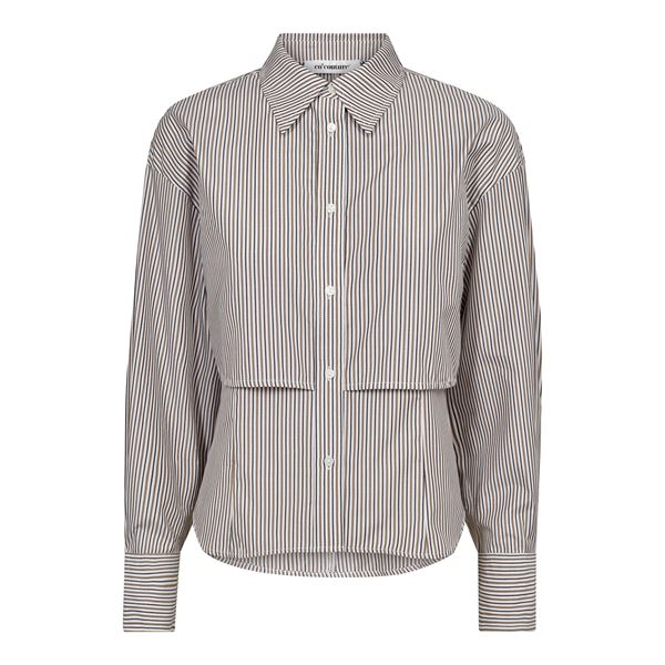 CO`COUTURE SKJORTE, LINEYCC DOUBLE LAYER SHIRT, WALNUT