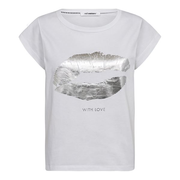 CO`COUTURE T-SHIRT, THE KISSCC TEE, WHITE