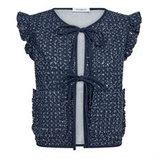 CO`COUTURE VEST, SEQUINCC DENIM VEST, DENIM BLUE