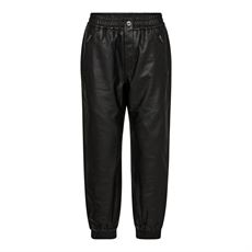 CO`COUTURE BUKSER, PHOEBE LEATHER ZIP JOGGERS, BLACK