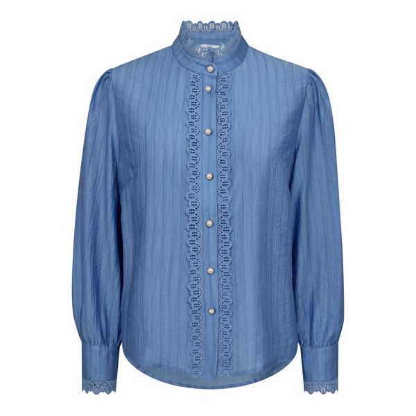 CO`COUTURE SKJORTE, ANGIECC ANGLAISE SHIRT, SKY BLUE