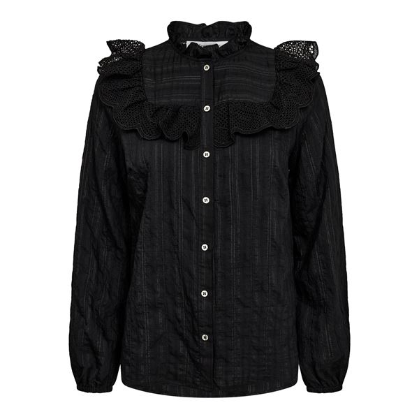 CO`COUTURE SKJORTE, TUNECC FRILL SHIRT, BLACK