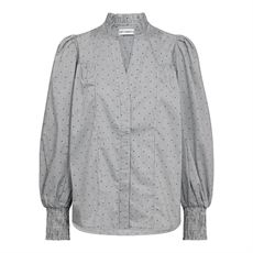 CO`COUTURE SKJORTE, STRIPECC DOT PETRA V-SHIRT, LIGHT GREY