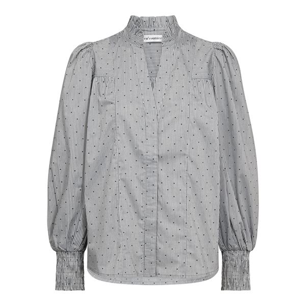 CO`COUTURE SKJORTE, STRIPECC DOT PETRA V-SHIRT, LIGHT GREY