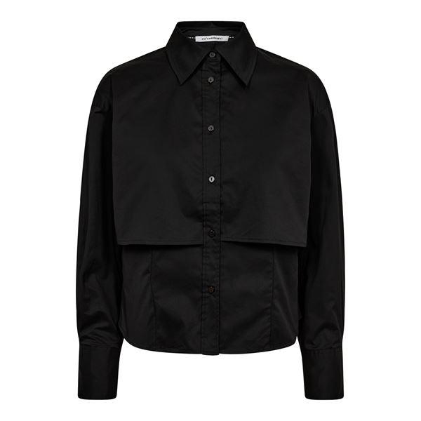 CO`COUTURE SKJORTER, SANDYCC DOUBLE LAYER SHIRT, BLACK