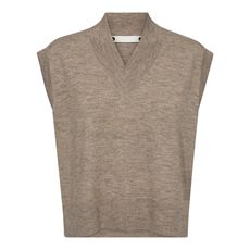 CO`COUTURE VEST, MYCC V-KNIT VEST, CHAMPAGNE