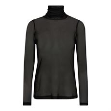 CO`COUTURE ROLL-NECK, MESHCC ROLL-NECK BLLOUSE, BLACK