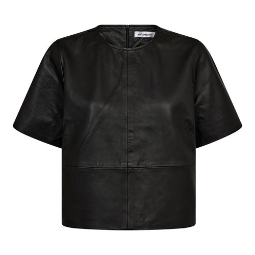 CO`COUTURE BLUSE, PHOEBECC LEATHER TEE, BLACK