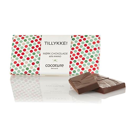 COCOTURE MØRK CHOKOLADEPLADE, TILLYKKE, 55 GR