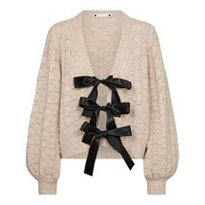 CO`COUTURE CARDIGAN, ROWCC BOW KNIT, CREME