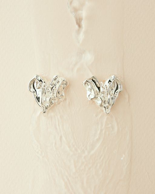 FRIIHOF+SIIG ØRERINGE, HEART EARRING CHUNKY, SØLVBELAGT