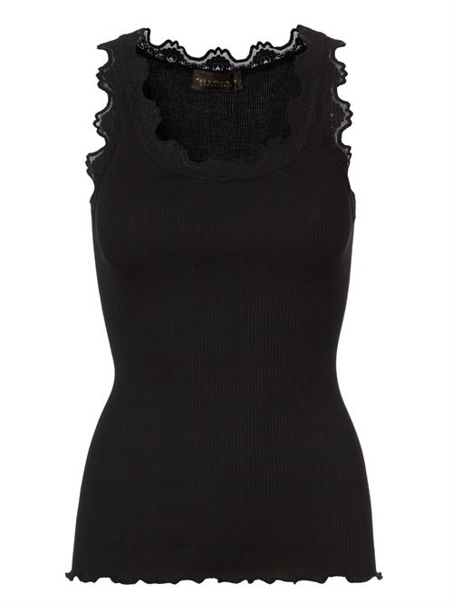 ROSEMUNDE TOP, RWBABETTE SL U-NECK LONG LACE TOP, BLACK