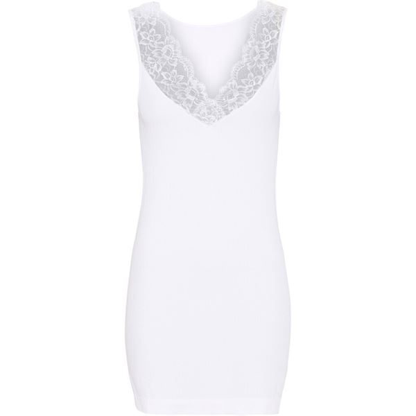 TIM OG SIMONSEN TOP, BELEN RIB V-LACE TOP PLUS, WHITE