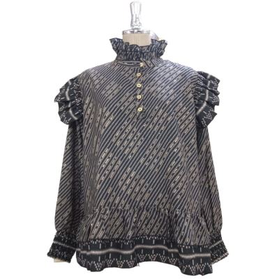 THREE M BLUSE, FIE BLOUSE WITH LONG SLEEVE, BLACK