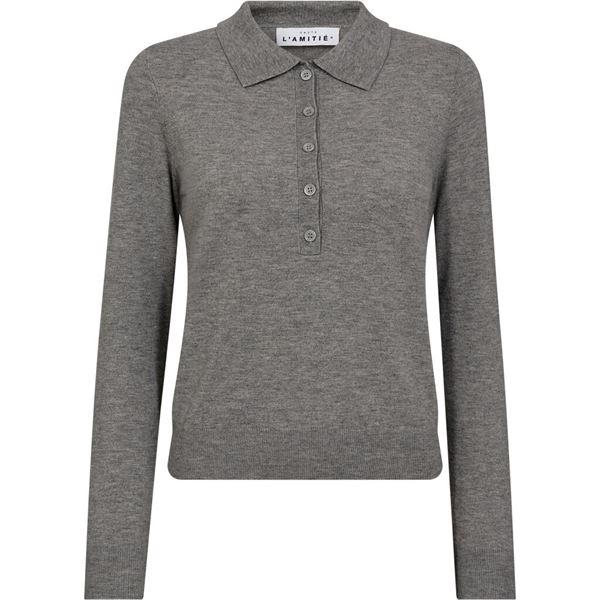 HAUTE L`AMITIÉ POLO,  PREMIERE LS POLO KNIT, MID GREY