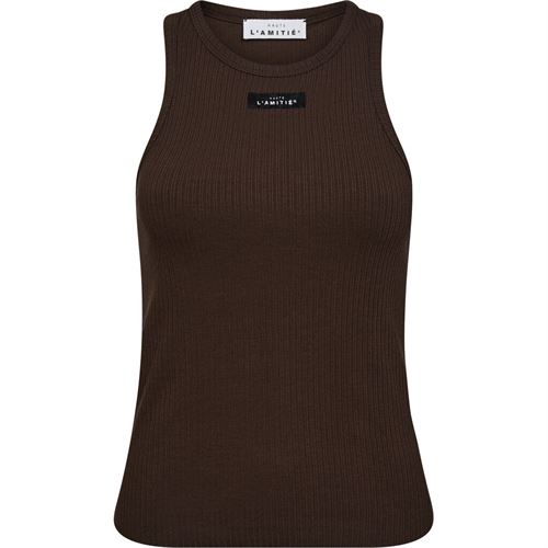 HAUTE L`AMITIÉ TOP, RIB BADGE TANK, MOCCA