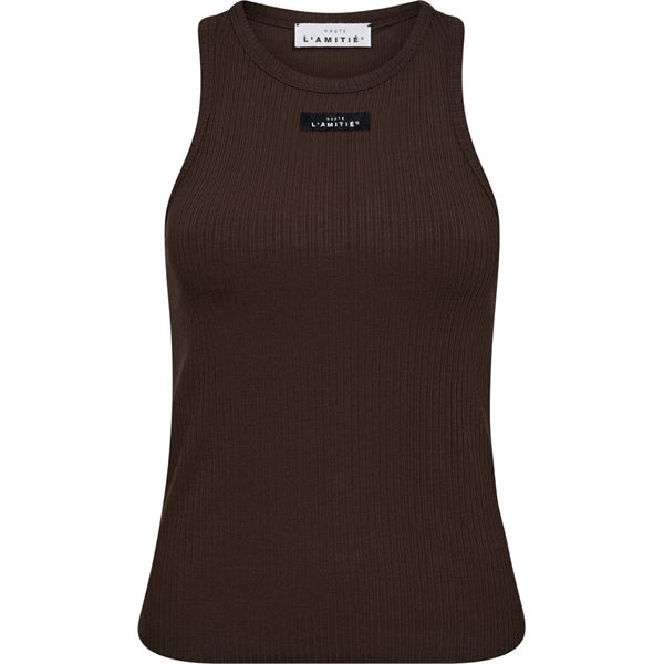 HAUTE L`AMITIÉ TOP, RIB BADGE TANK, MOCCA