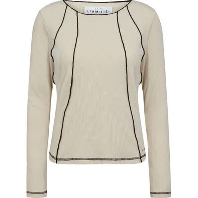 HAUTE L`AMITIÉ BLUSE, REVERSE SEAM RIB BLOUSE, ALMOND