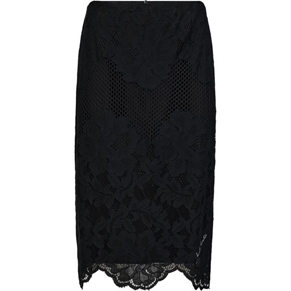 HAUTE L`AMITIÉ NEDERDEL, CURVEY LACE HEM PENCIL SKIRT, BLACK