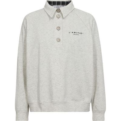 HAUTE L`AMITIÉ POLO, POLO LOGO SWEAT, PEARL MELANGE