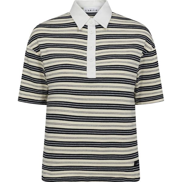 HAUTE L`AMITIÉ POLO, BOY STRIPE SS POLO, OFFWHITE BLACK