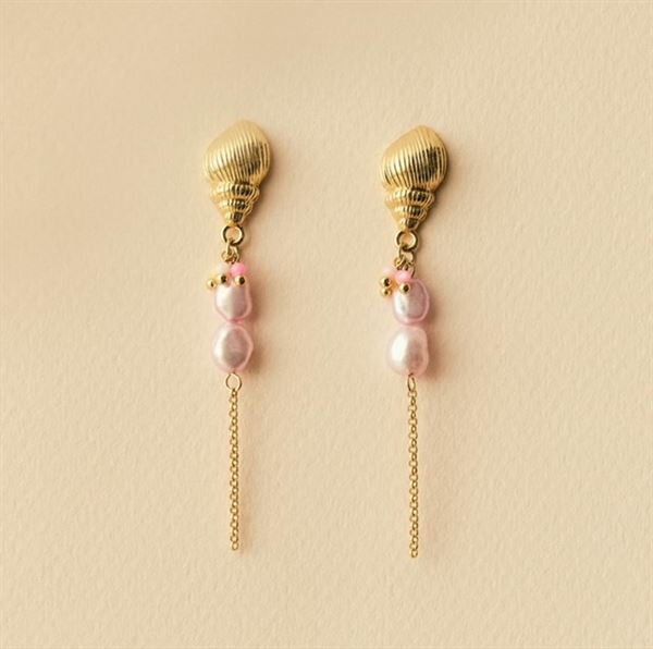 FRIIHOF SIIG ØRERINGE, SHELL EARRING SUMMER, GULDBELAGT