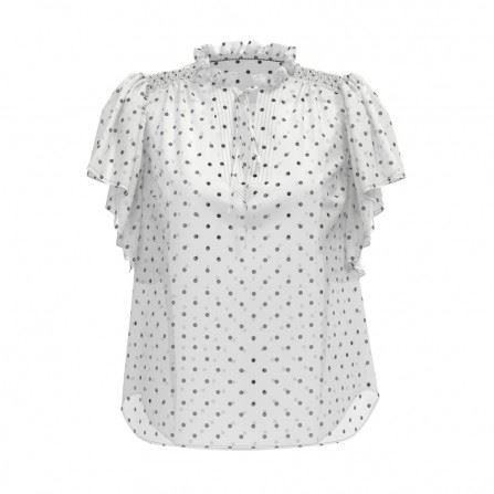 CO`COUTURE TOP, DIONNECC DOT SS FRILL TOP, OFF WHITE