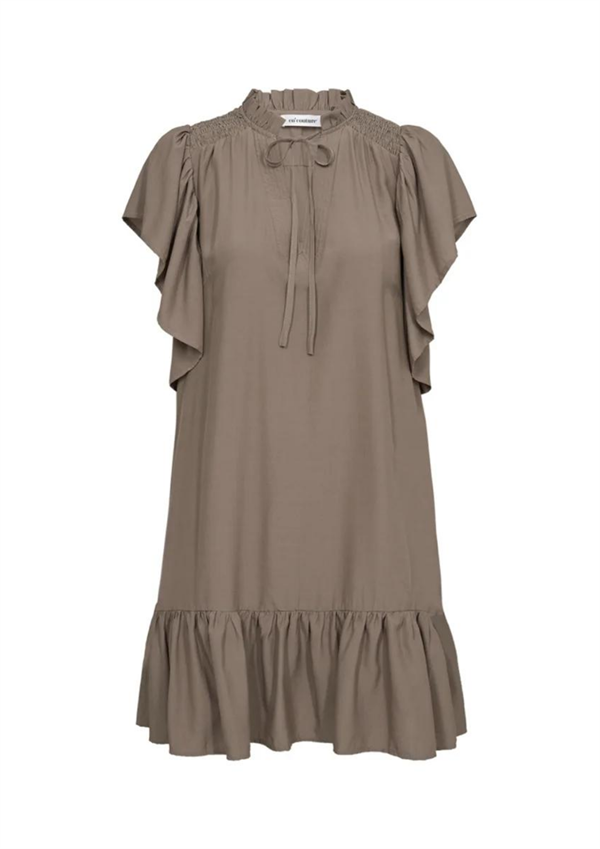 CO`COUTURE KJOLE, TORACC FRILL DRESS, WALNUT