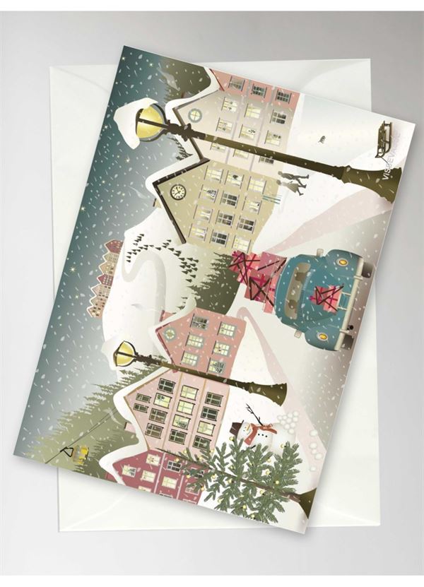 VISSEVASSE KORT, LET IT SNOW, GREETING CARD