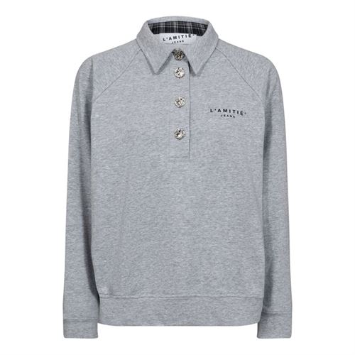 HAUTE L`AMITIÉ SWEAT POLO, POLO LOGO SWEAT, GREY MELANGE