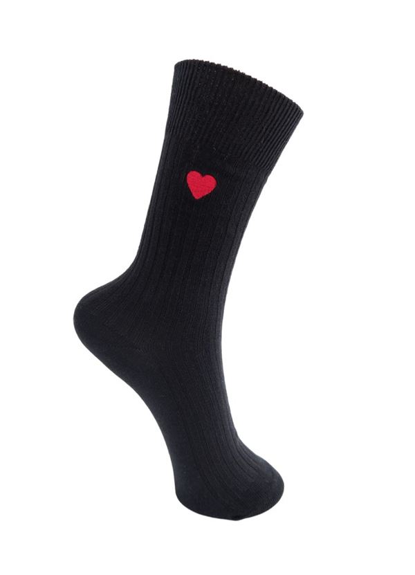 BLACK COLOUR STRØMPER, BCANISHA HEART SOCK, BLACK