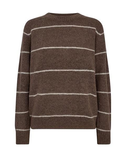 MOS MOSH STRIK, MMTHORA SLIM STRIPE CREWNECK KNIT, PINE BARK