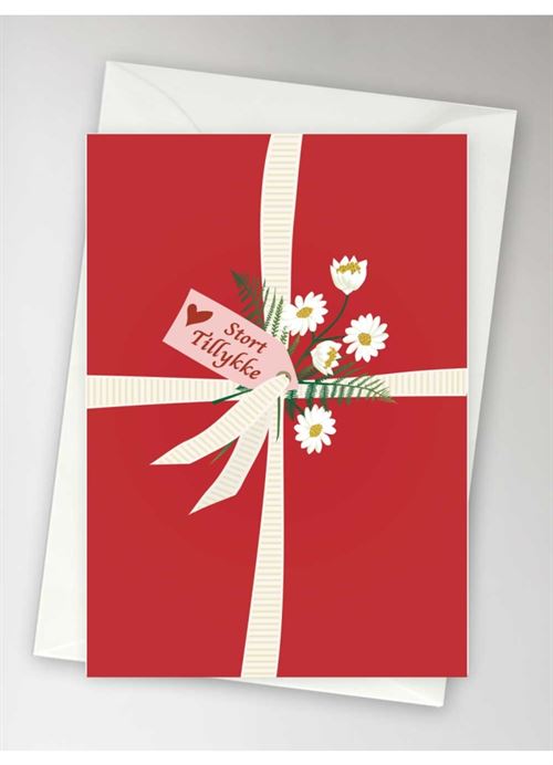 VISSEVASSE KORT, GIFT STORT TILLYKKE, GREETING CARD